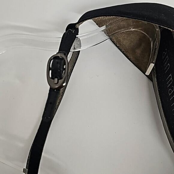 Ann Marino Crystal Trim Pointed Toe Black High Heel Adjustable Ankle Strap 7.5M - Picture 10 of 13